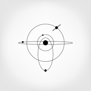 Solar system icon. Planetary model logo