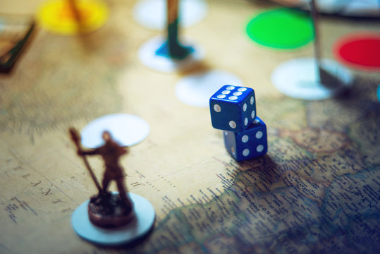 Dice are on the background fantasy Board games