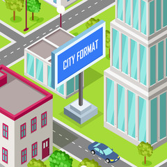 City Format. Car Driving at the Road of Urban Town