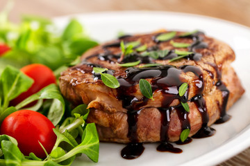 Fillet of beef with mixed salad.
