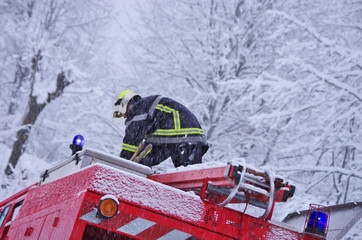 pompiers - intervention en hiver