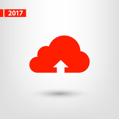 This image represents a cloud upload illustration icon, vector illustration. Flat design style