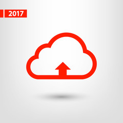 This image represents a cloud upload illustration icon, vector illustration. Flat design style