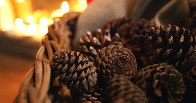 Close-up of pine cone during christmas time 4k