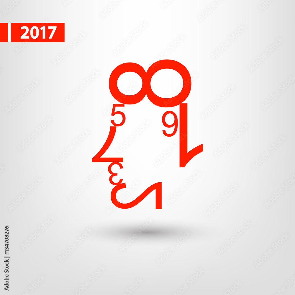 Poster human face of the data figures. human face numbers. mathematical abstraction icon, vector illustrahu