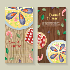 Spanish Cuisine Web Banner. Paella. Jamon. Tapas