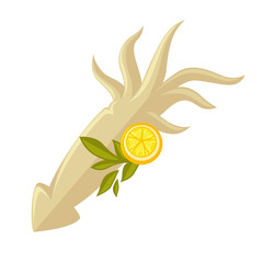 Icon of squid with lemon.