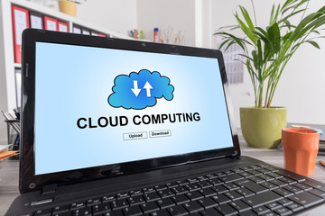 Cloud computing concept on a laptop