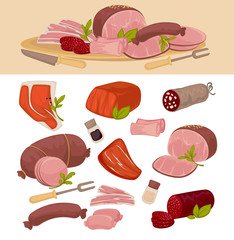 Set of different kinds  meat