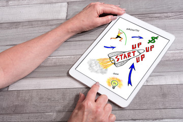 Startup concept on a tablet