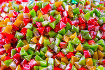 Thai Dessert: Kalamae, Sweet Sticky Candy colorful caramel sweet course of dental decay.