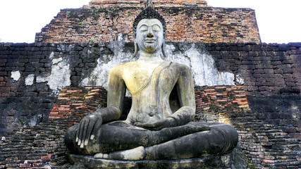 Historical Park Wat Mahathat temple bhudda statue horizontal