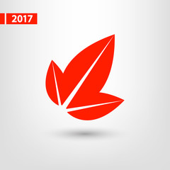 Leaf icon, vector illustration. Flat design style