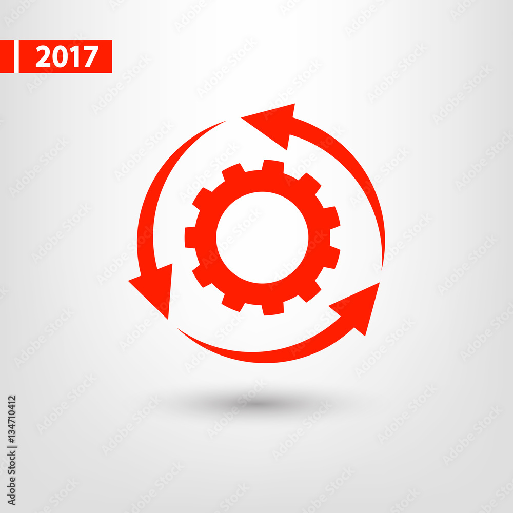Poster setting parameters, circular arrows icon, vector illustration. flat design style