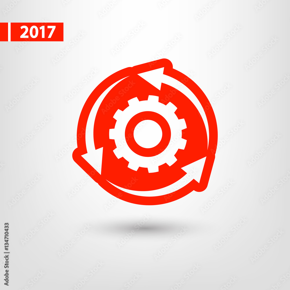 Poster setting parameters, circular arrows icon, vector illustration. flat design style