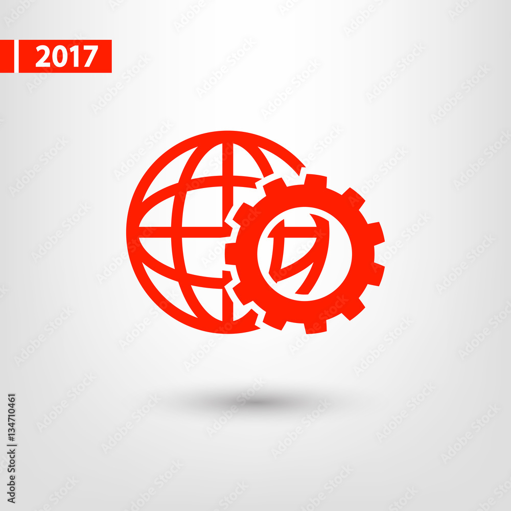 Poster setting parameters, globe icon vector illustration. flat design style