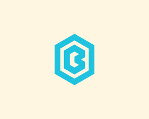 Abstract letter B vector logotype. Line hexagon creative simple logo design template. Universal geometric symbol font icon.