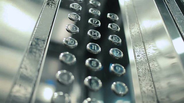 Close-up - the panel with levels buttons in a modern elevator