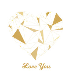 Geometric Heart with triangles in gold style
