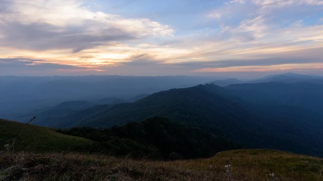 Time lapse of Sunset at the mountain