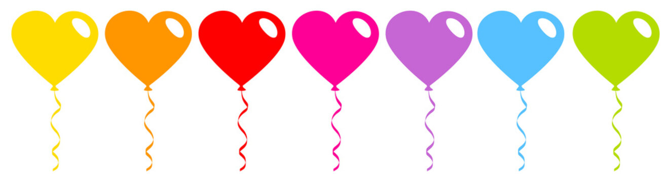7 Graphic Heart Balloons Rainbow
