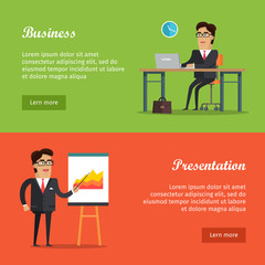 Set of Vector Business Web Banners in Flat Design