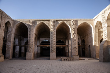 Jameh Mosque of Nain, the grand, congregational mosque of Nain city, Isfahan Province of Iran.(precess in vintage style)