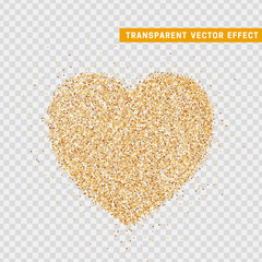 Valentines Day heart isolated, transparent vector effect background. Festive decorations bright glitter placer. Holiday love decor illustration. Beautiful design element