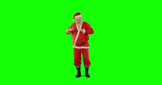 Happy santa claus dancing on green screen 4k