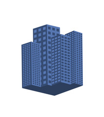 Flat vector image of city buildings 