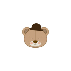 color silhouette with face of groom bear vector illustration