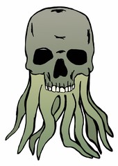 Skull with tentacles