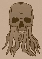 Skull with tentacles vintage