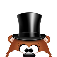 Postcard to Groundhog Day.Marmot on a white background