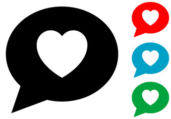 Icono plano mensaje corazon varios colores