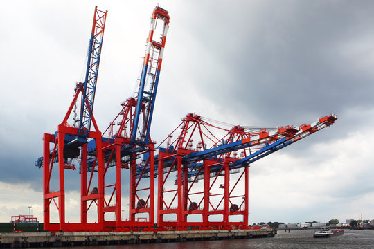 Containerterminal Kräne Hamburger Hafen