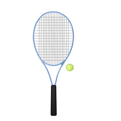 3d illustration blue tennis racket with ball