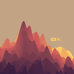 Mountain Landscape. Mountainous Terrain. Vector Illustration.