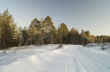 Winter landscape in rural terrain