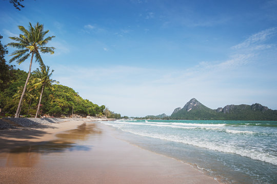 Ao Manao Beach Surrounded By Limestone Hills Emerging from the Sea near Town of Prachuap Khiri Khan, Thailand