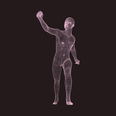 Walking Man. Human with arm up. Silhouette for sport.