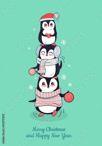 &quot;Merry Christmas and Happy New Year Poster. Vector&quot; Stockfotos und