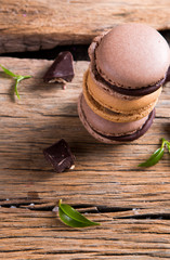 A french sweet delicacy, macaroons variety closeup.