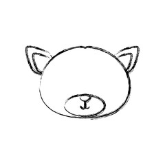 monochrome contour blurr with face of groom bear without eyes vector illustration