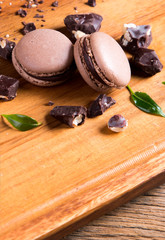 A french sweet delicacy, macaroons variety closeup.