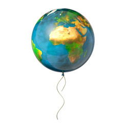 Erde als Luftballon, freigestellt