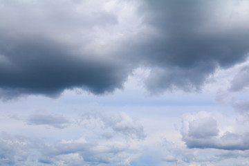 blue sky with big white cloud, and motion raincloud  in  nature