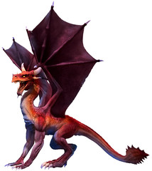 Fototapeta premium Red dragon standing 3D illustration