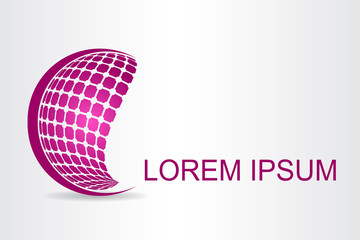 Logo stylized spherical surface with abstract shapes