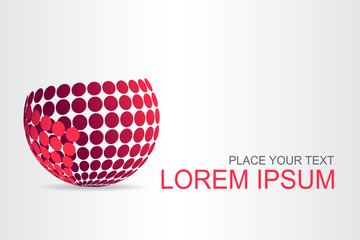 Logo stylized spherical surface with abstract shapes